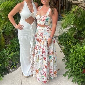 Commense 2pc Skirt Set Coral Sea Motif Print Size Small NWT